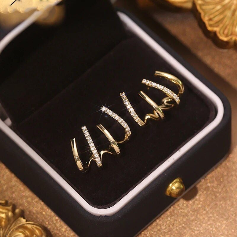 Premium Gold Plated Multi Effect Claw Earrings
