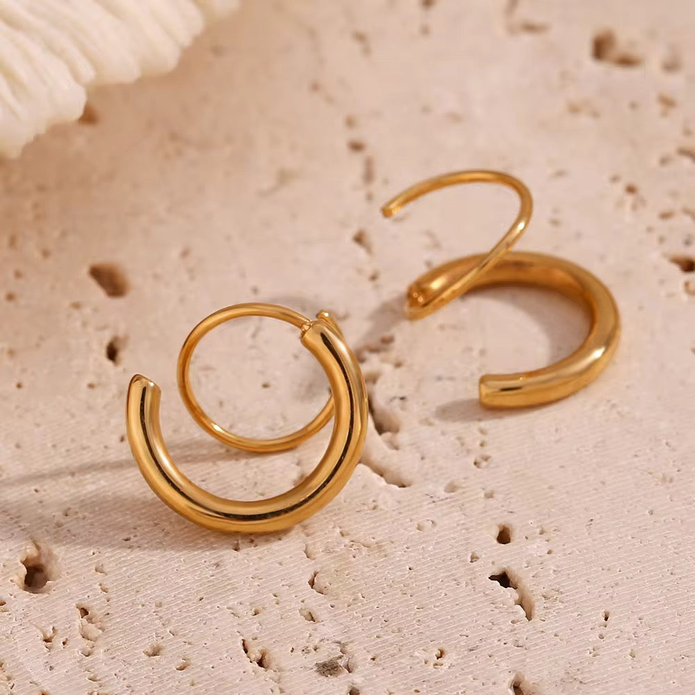 18K Gold Plated Spiral Earrings - Golden