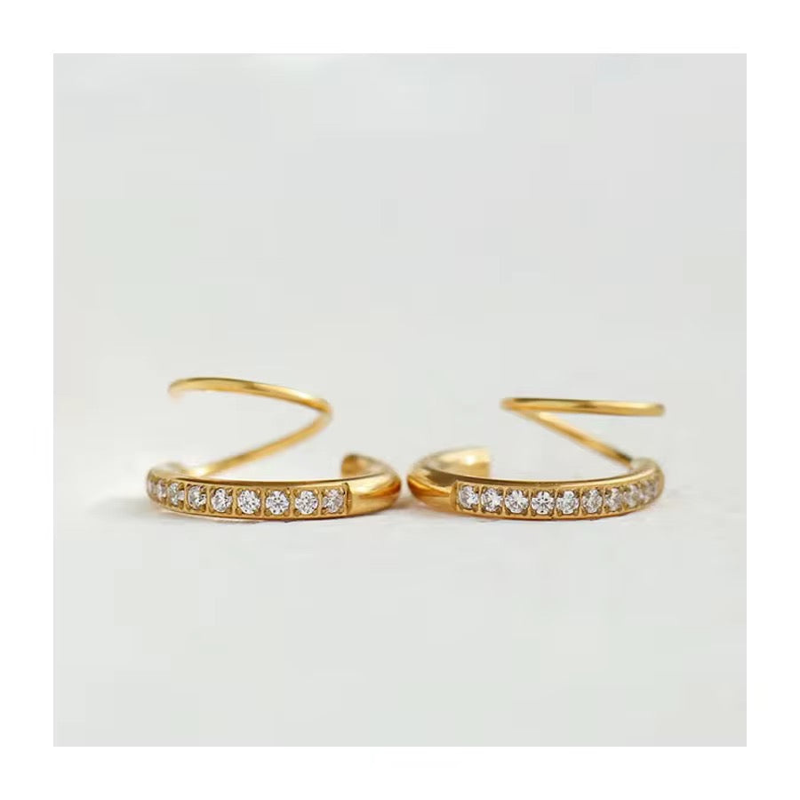 18K Gold Plated Spiral Earrings - Golden