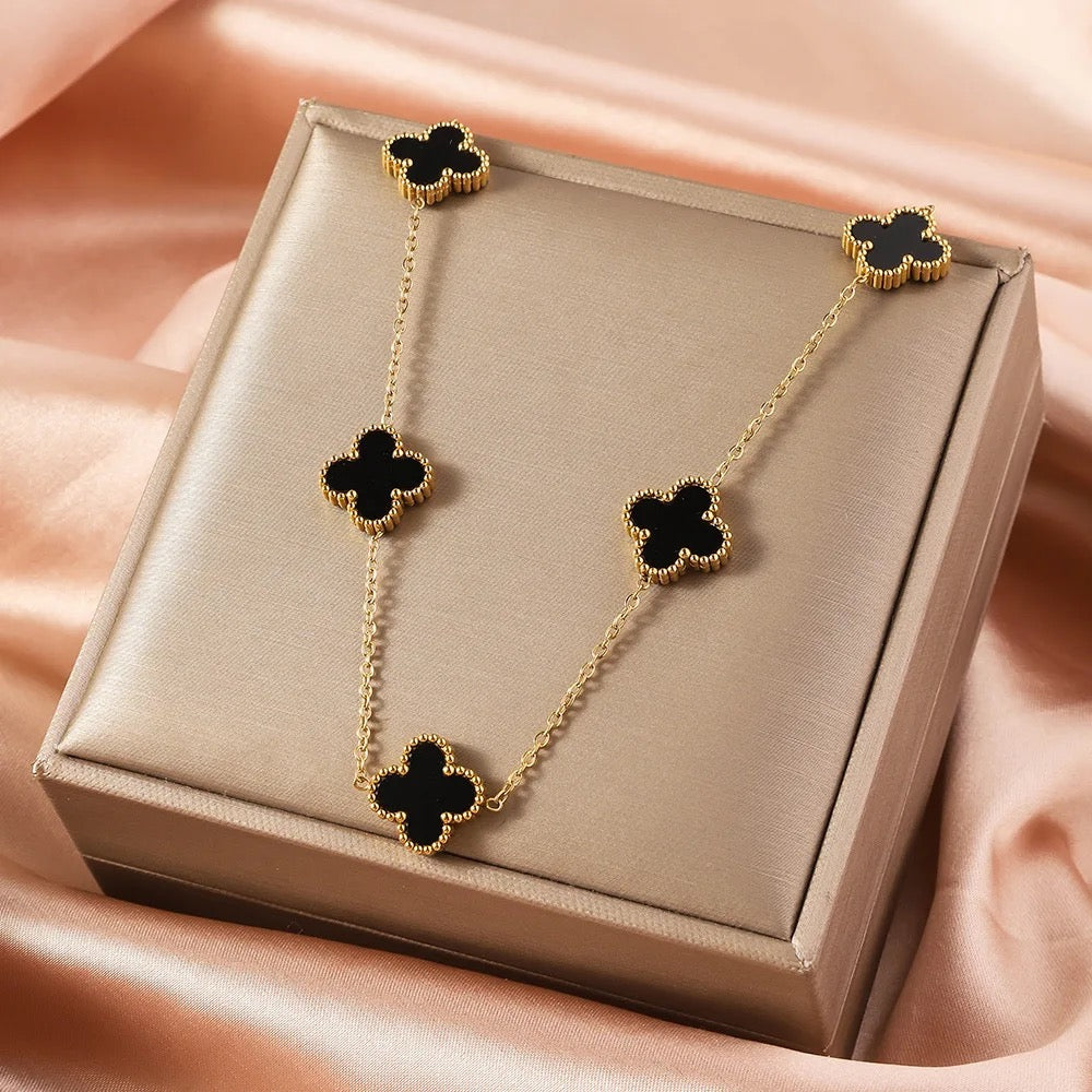 18K Golden Ten Clover Charm Necklace | Premium Clover Pendant for girls and woman