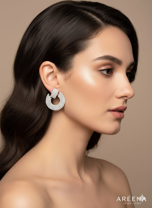 Rhinestones Geometrical Wedding Earrings