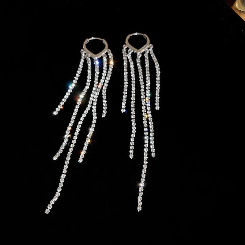 Rhinestones Long Fairy Earrings