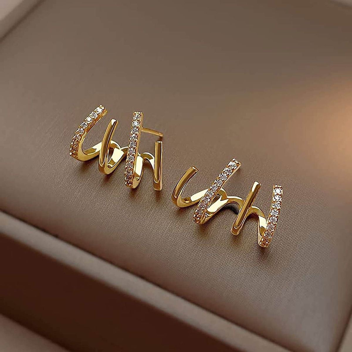 Premium Gold Plated Multi Effect Claw Earrings