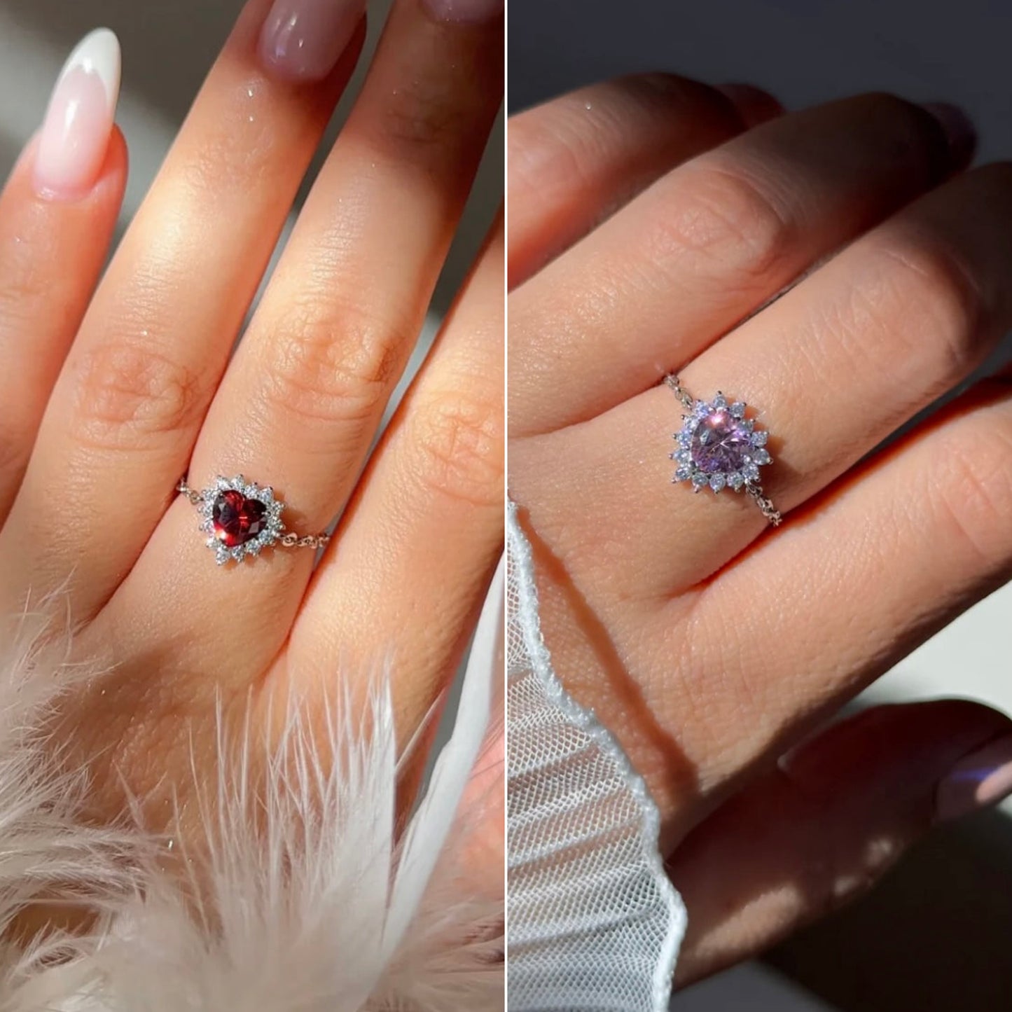 Red Sovereign And Pink Rosalía Value Combo - Silver Color Chain