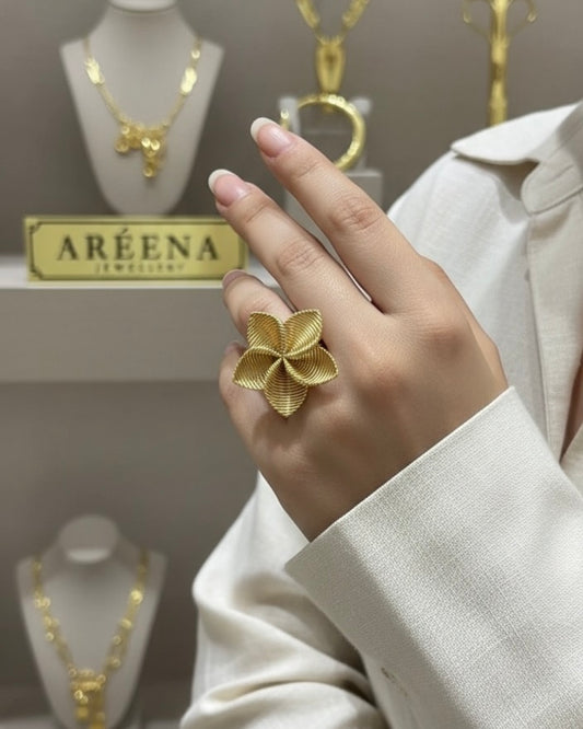 Flora Ring – Anti-Tarnish, Golden, Adjustable Fit
