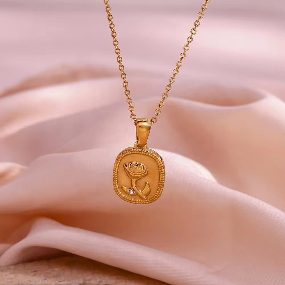 Vintage Medallion Rose Pendant