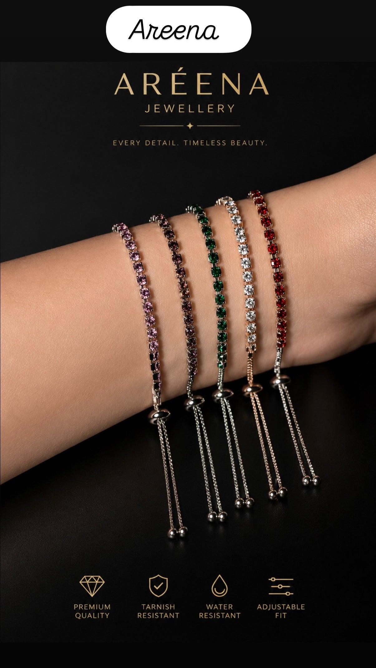 Areena Adjustable Chain Bracelet Set (Combo of 5)