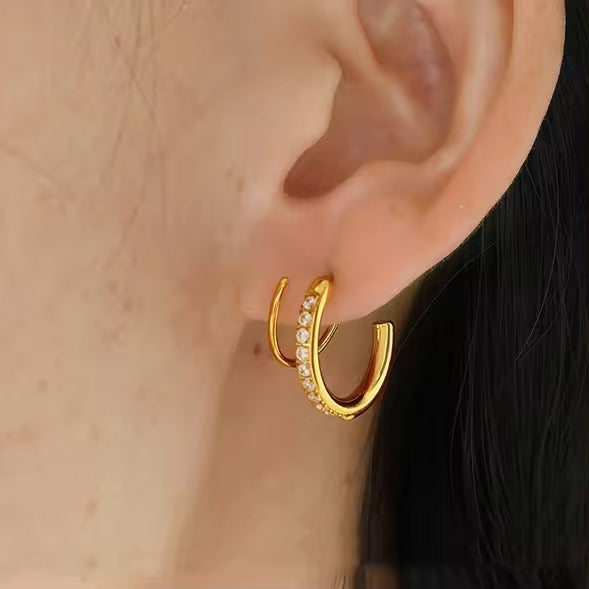 18K Gold Plated Spiral Earrings - Golden