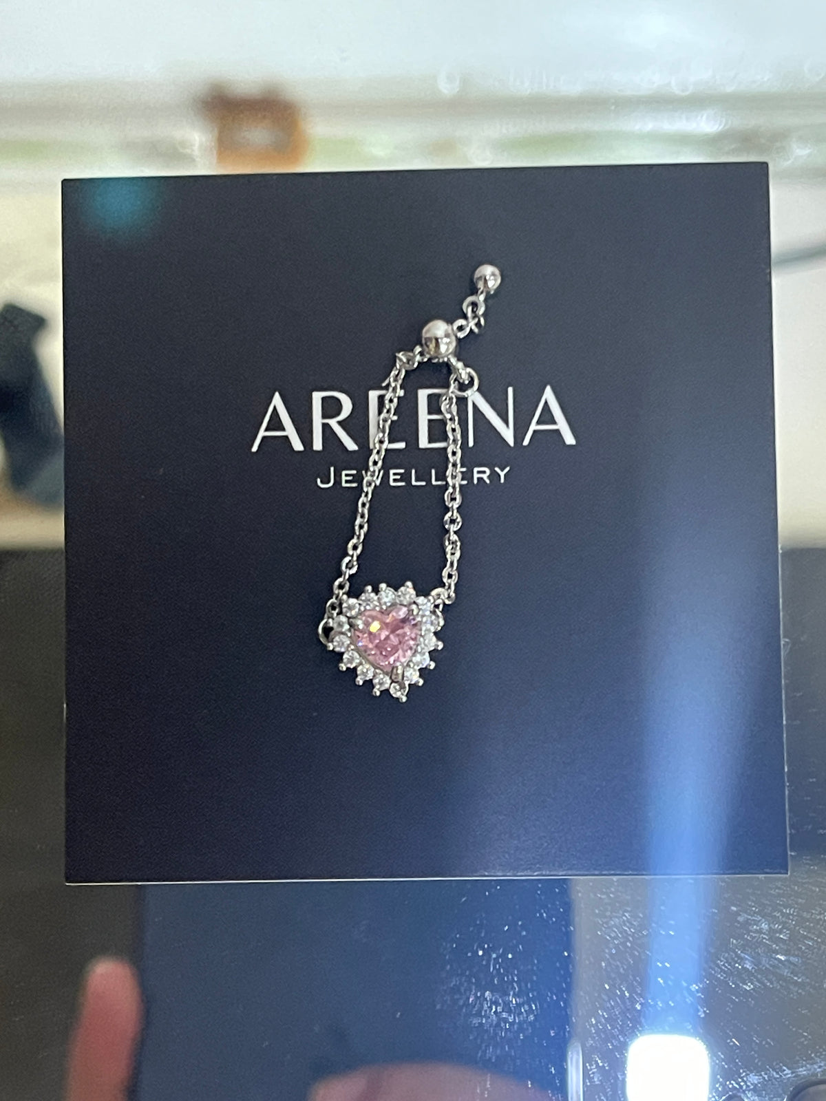 Pink Rosalía Adjustable Heart Chain Ring - Silver Chain
