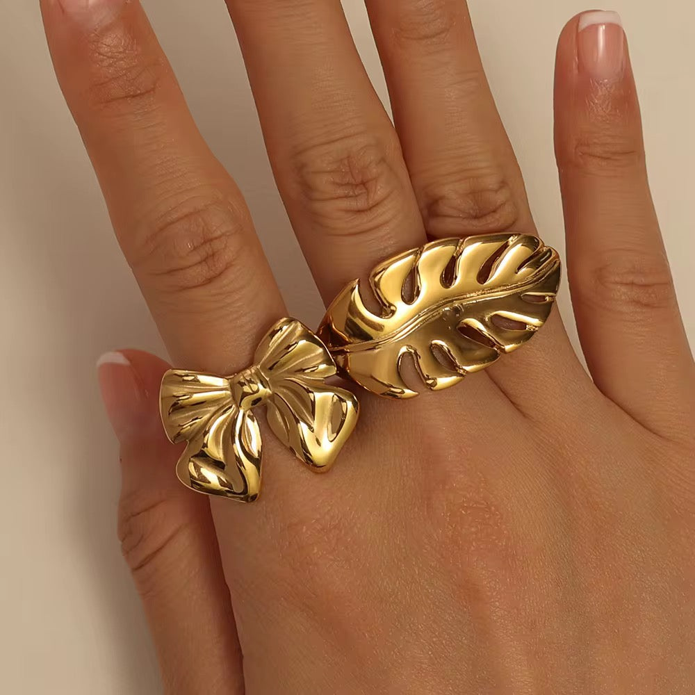 Cute Bow Ring – Anti-Tarnish, Golden, Adjustable Fit