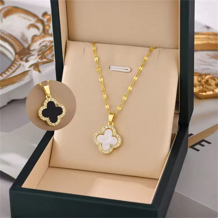 AREENA Two-Tone Reversible Clover Pendant