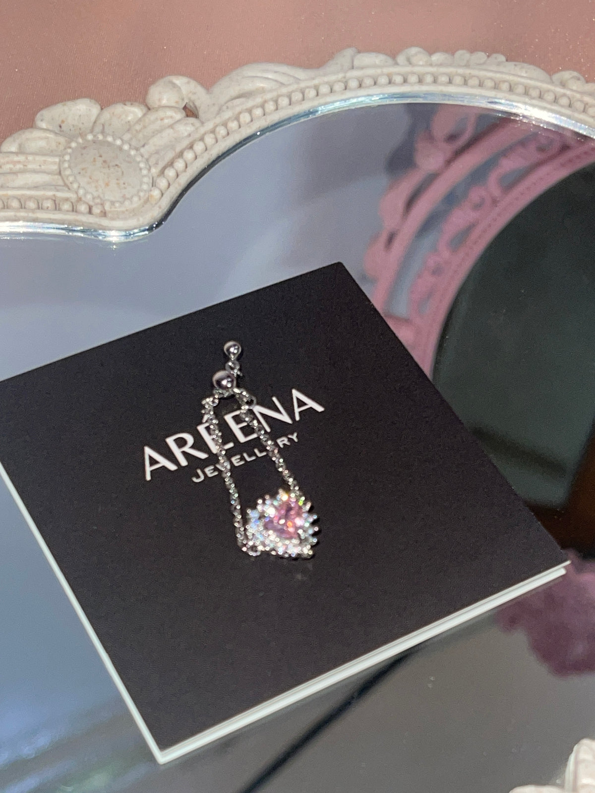 Pink Rosalía Adjustable Heart Chain Ring - Silver Chain
