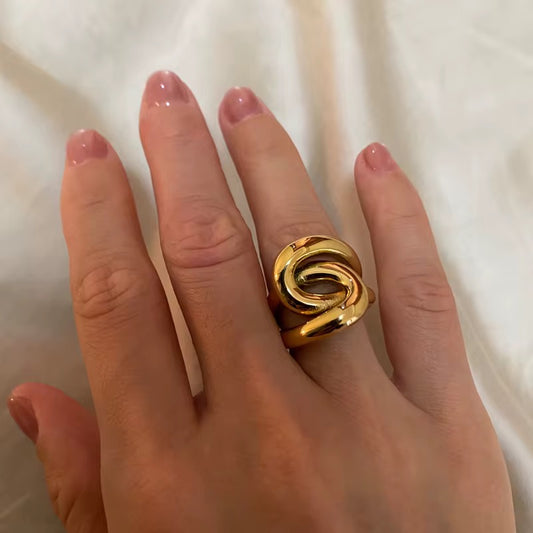 Double Circle Ring – Anti-Tarnish, Golden, Adjustable Fit
