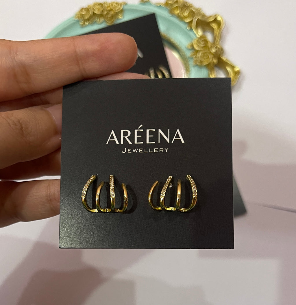 Premium Gold Plated Multi Effect Claw Earrings