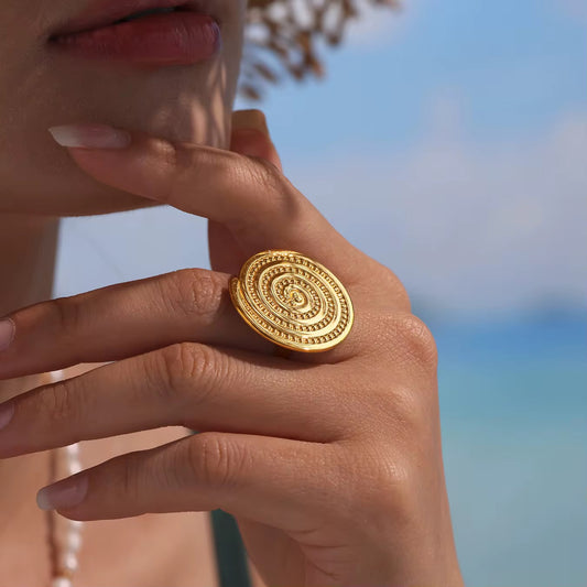 Spiral Ring – Anti-Tarnish, Golden, Adjustable Fit
