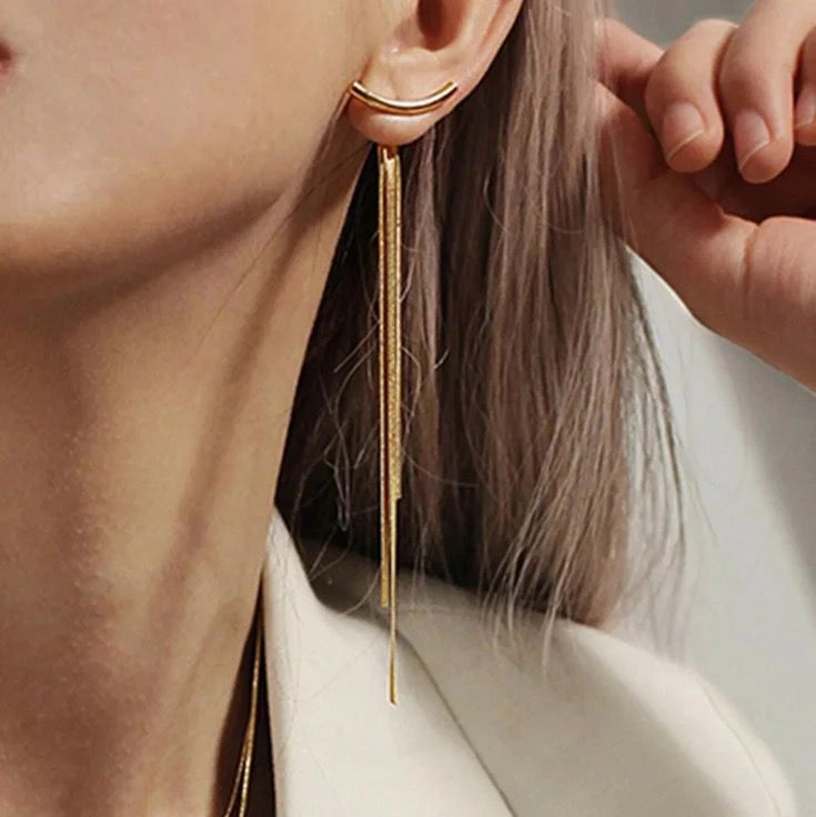 Gold Color Link Women Dangle Earrings Long Haging Earrings