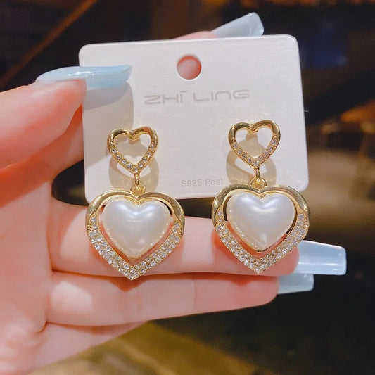 Korean Model Heart Shaped Earrings