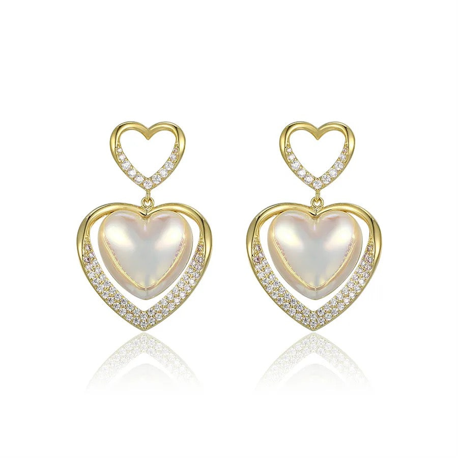 Korean Style Pearl Heart Earrings – The Glitter Cup